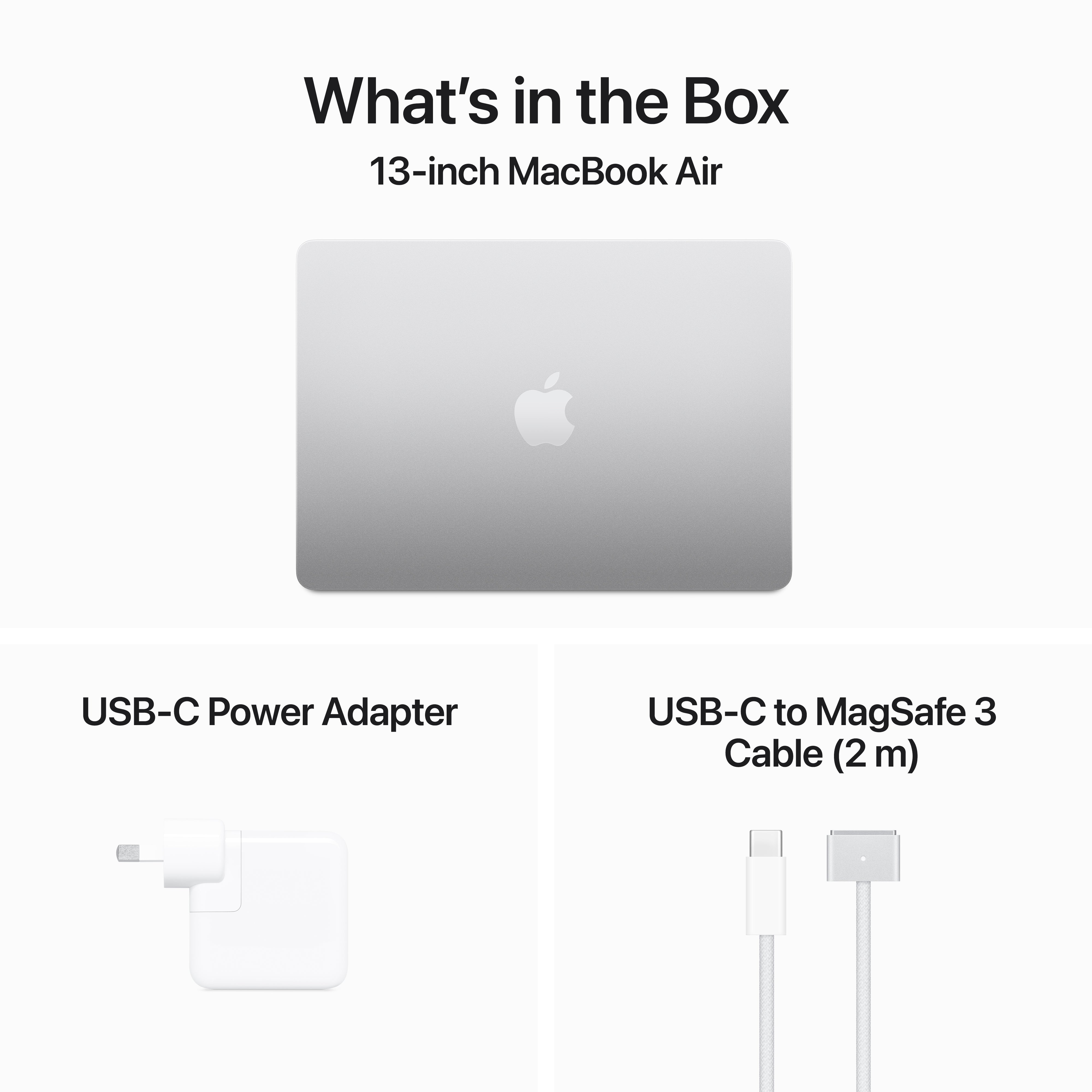 MacBook Air 13.6in - Silver - M3 (8-core CPU / 8-core GPU) - 8GB - 256GB SSD - 30W USB-C Power Adapter