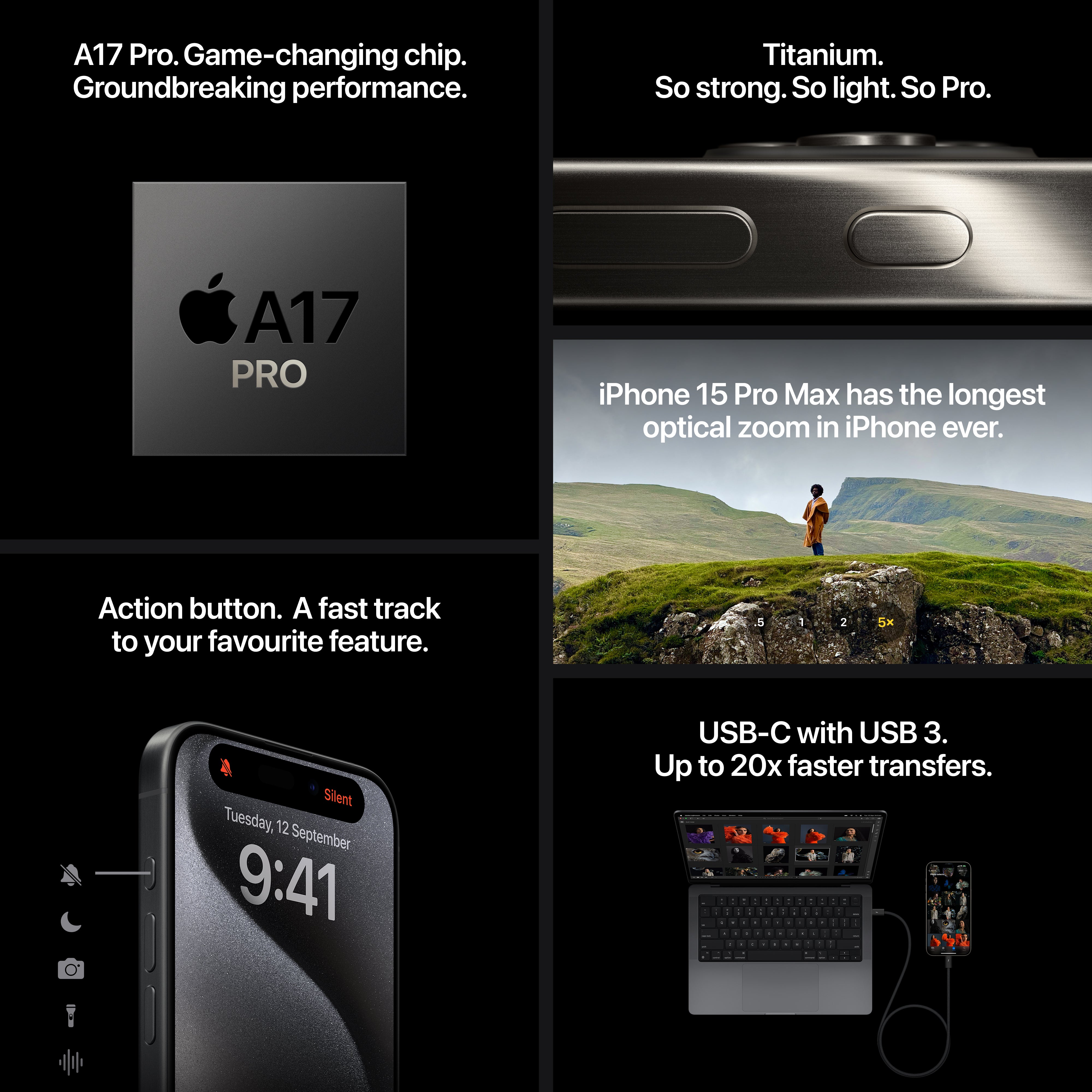 iPhone 15 Pro Max 256GB Black Titanium - MU773ZP/A
