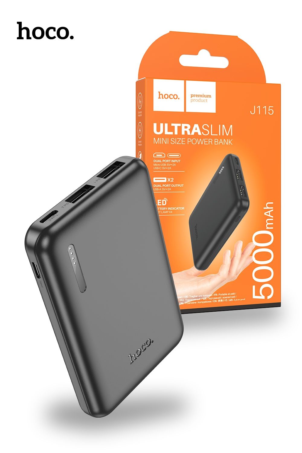 Hoco J115 5000mAh Journey Power Bank - Black