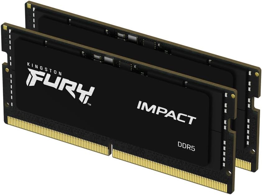 Kingston Fury Impact XMP 32GB 6400MT/s DDR5 CL38 SODIMM Gaming Memory for Laptop Kit with 2 - KF564S38IBK2-32