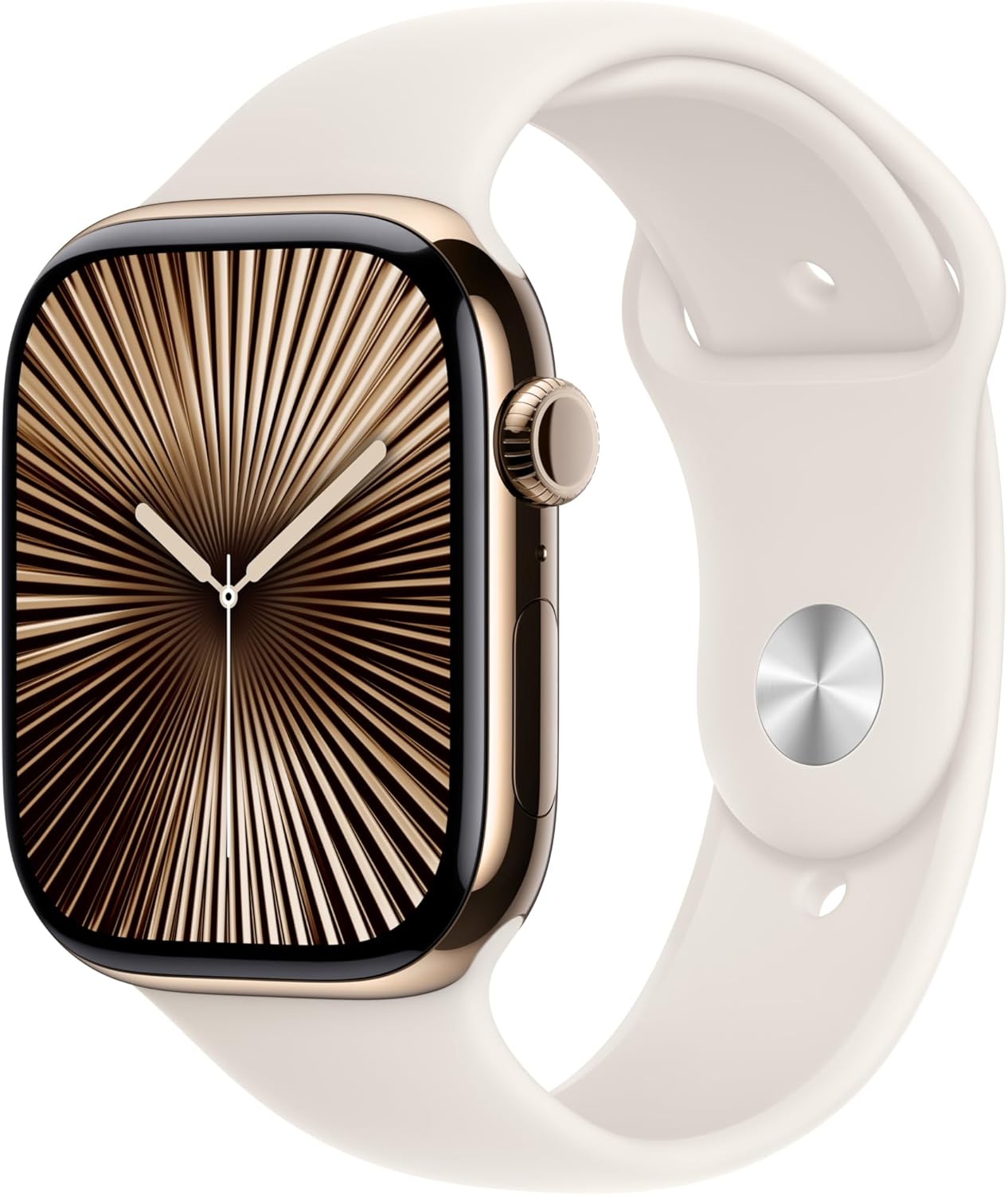 Apple Watch Series 10 GPS + Cellular 46mm Gold Titanium Case with Starlight Sport Band - M/L - WATCHIITS
