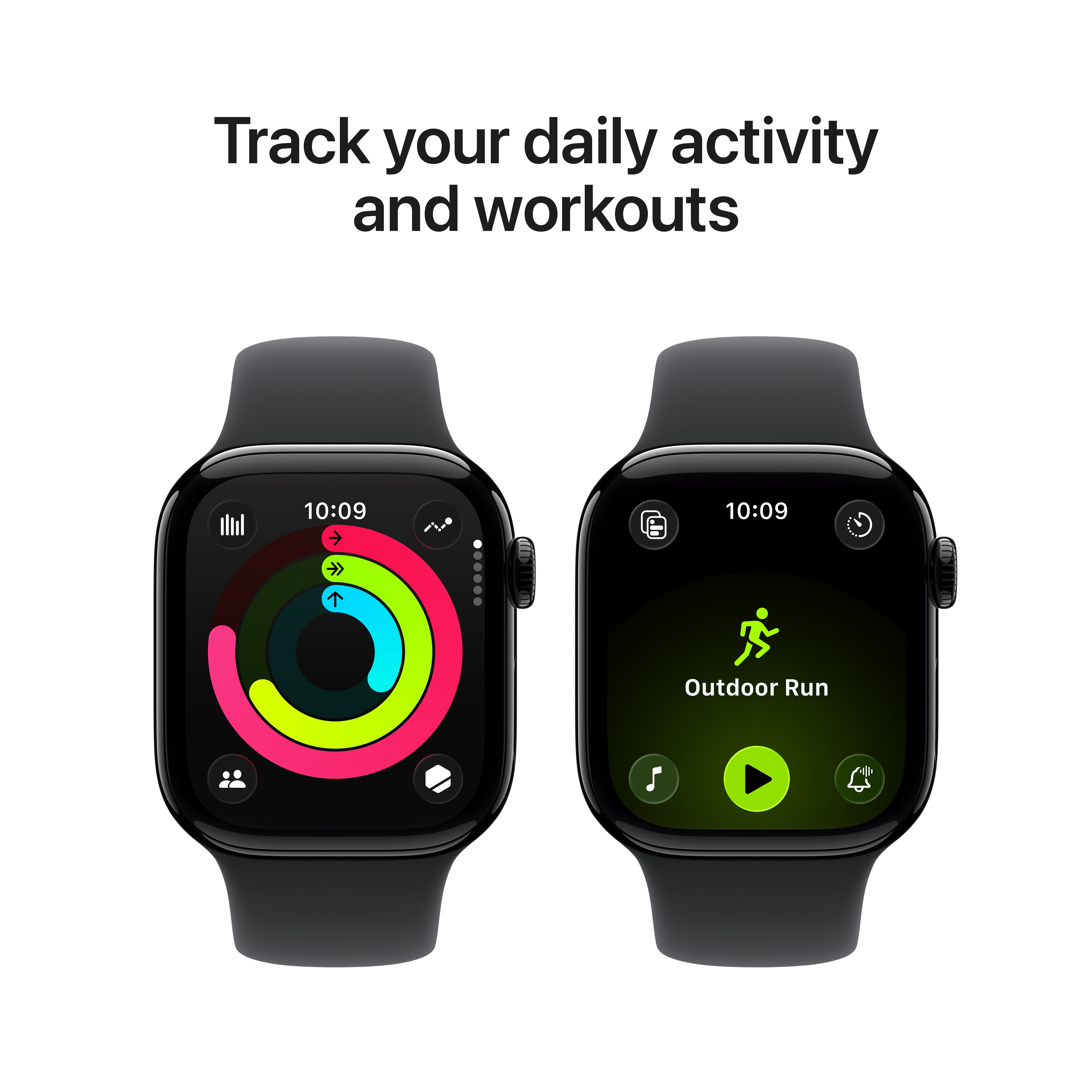 Apple Watch Series 11 GPS 42mm Jet Black Aluminium Case with Black Sport Band - M/L