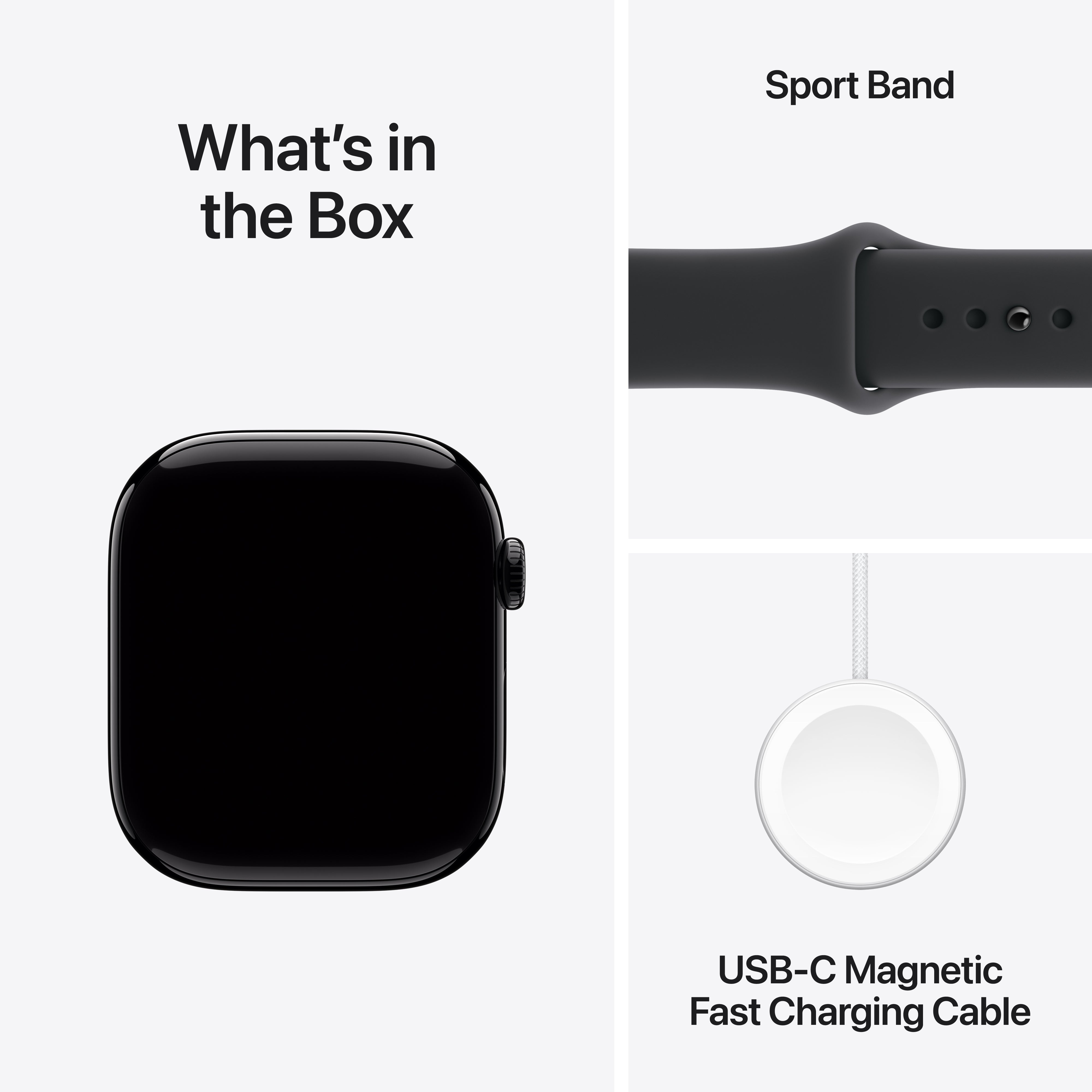 Apple Watch Series 11 GPS 46mm Jet Black Aluminium Case with Black Sport Band - S/M