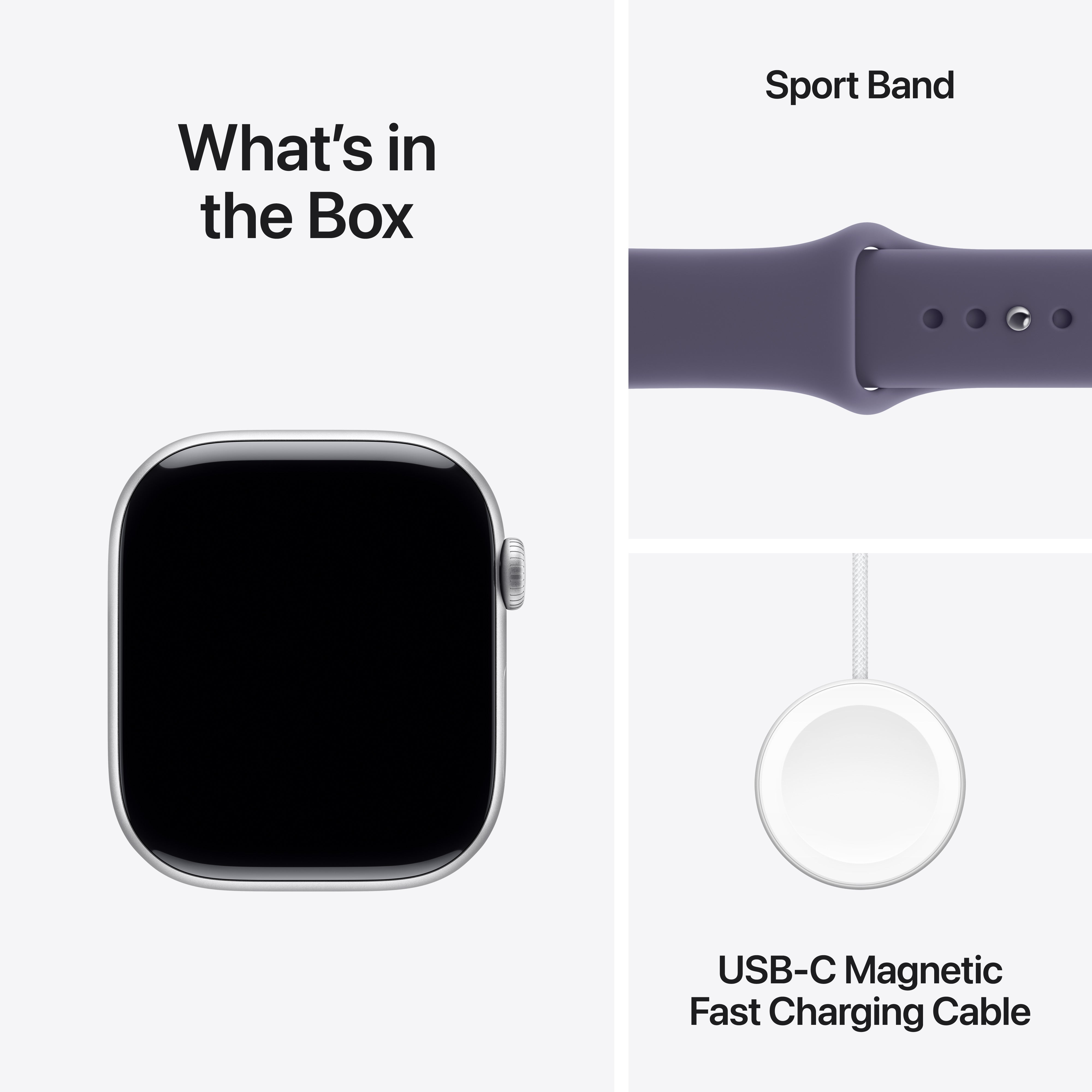 Apple Watch Series 11 GPS 46mm Silver Aluminium Case with Purple Fog Sport Band - S/M