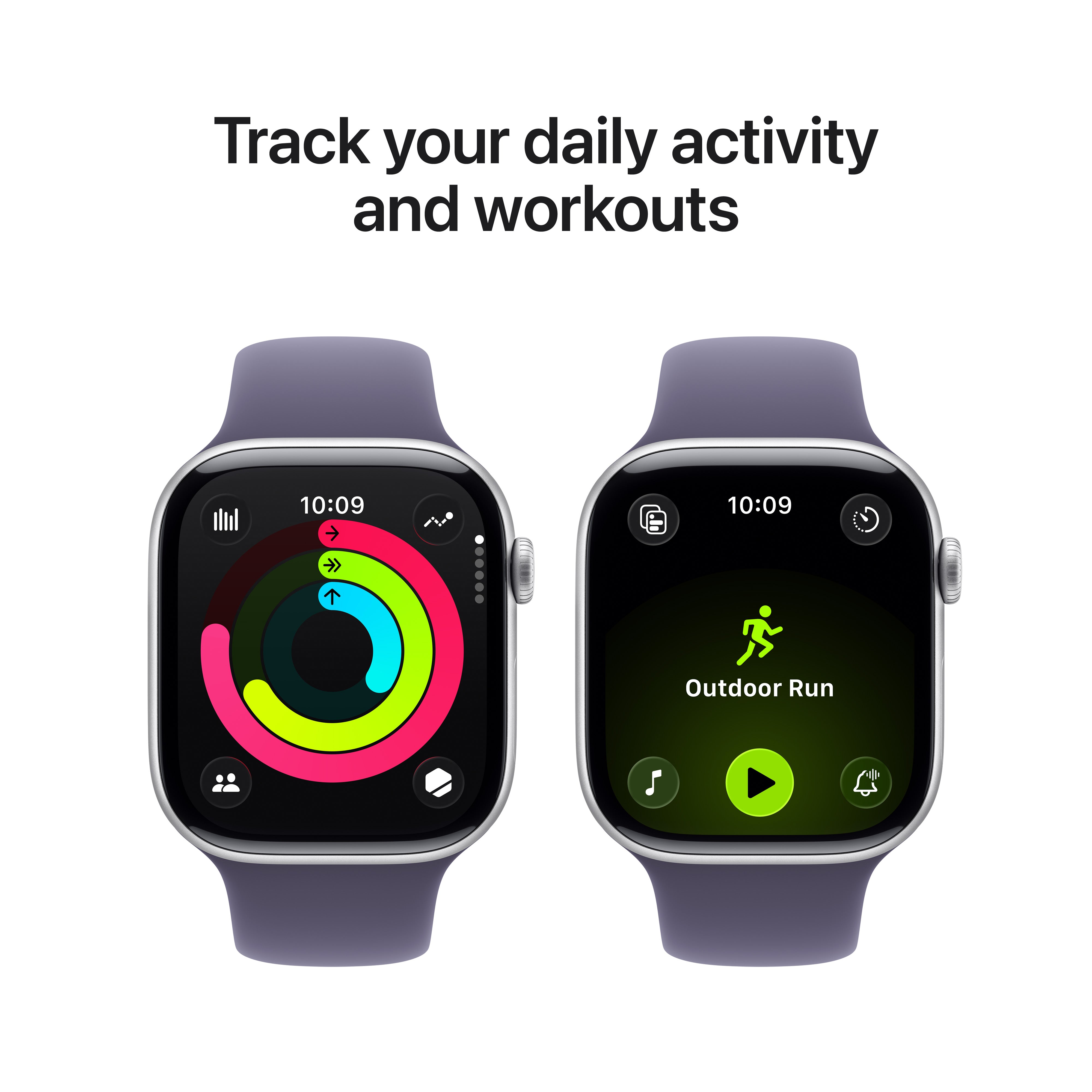 Apple Watch Series 11 GPS 46mm Silver Aluminium Case with Purple Fog Sport Band - S/M