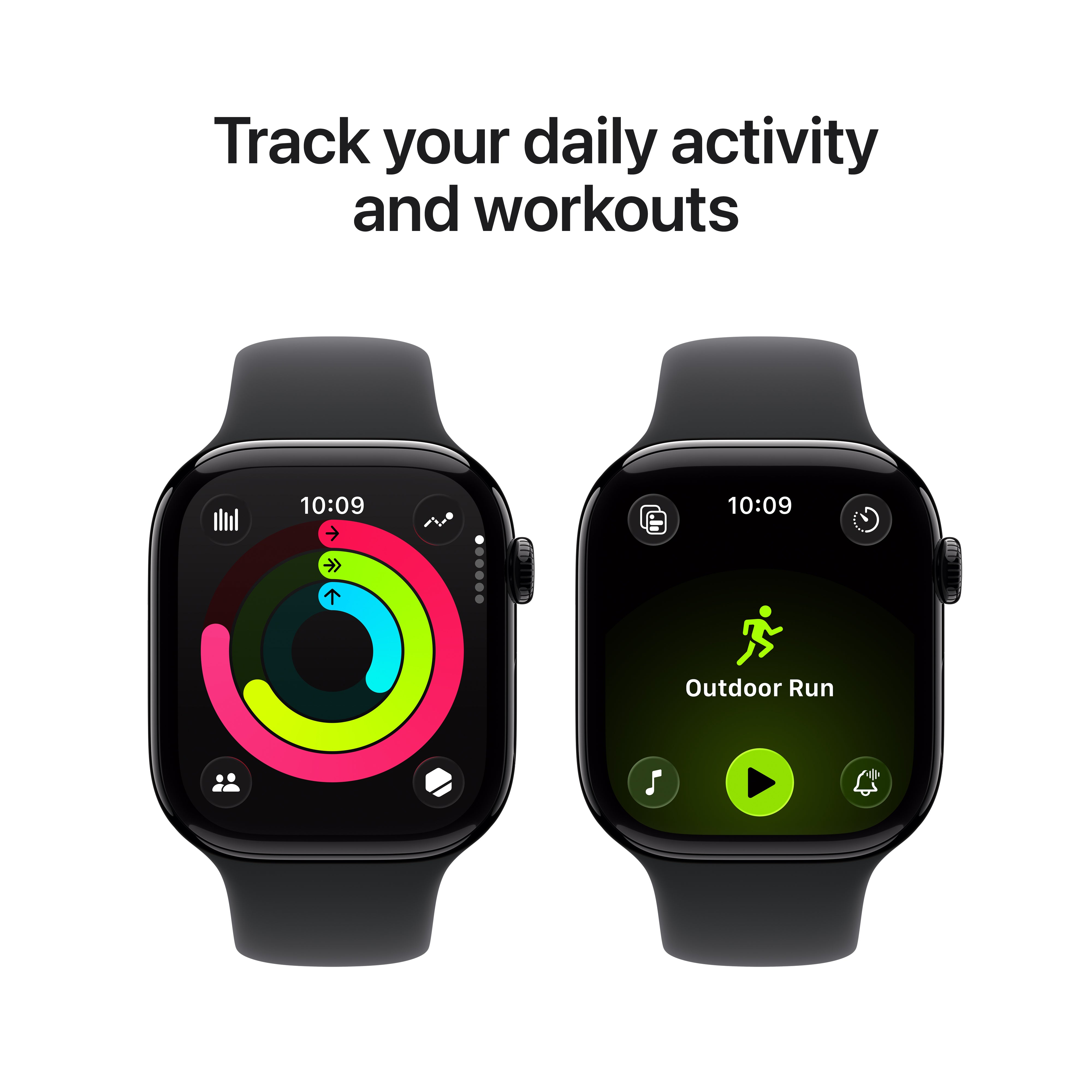Apple Watch Series 11 GPS 46mm Jet Black Aluminium Case with Black Sport Band - M/L