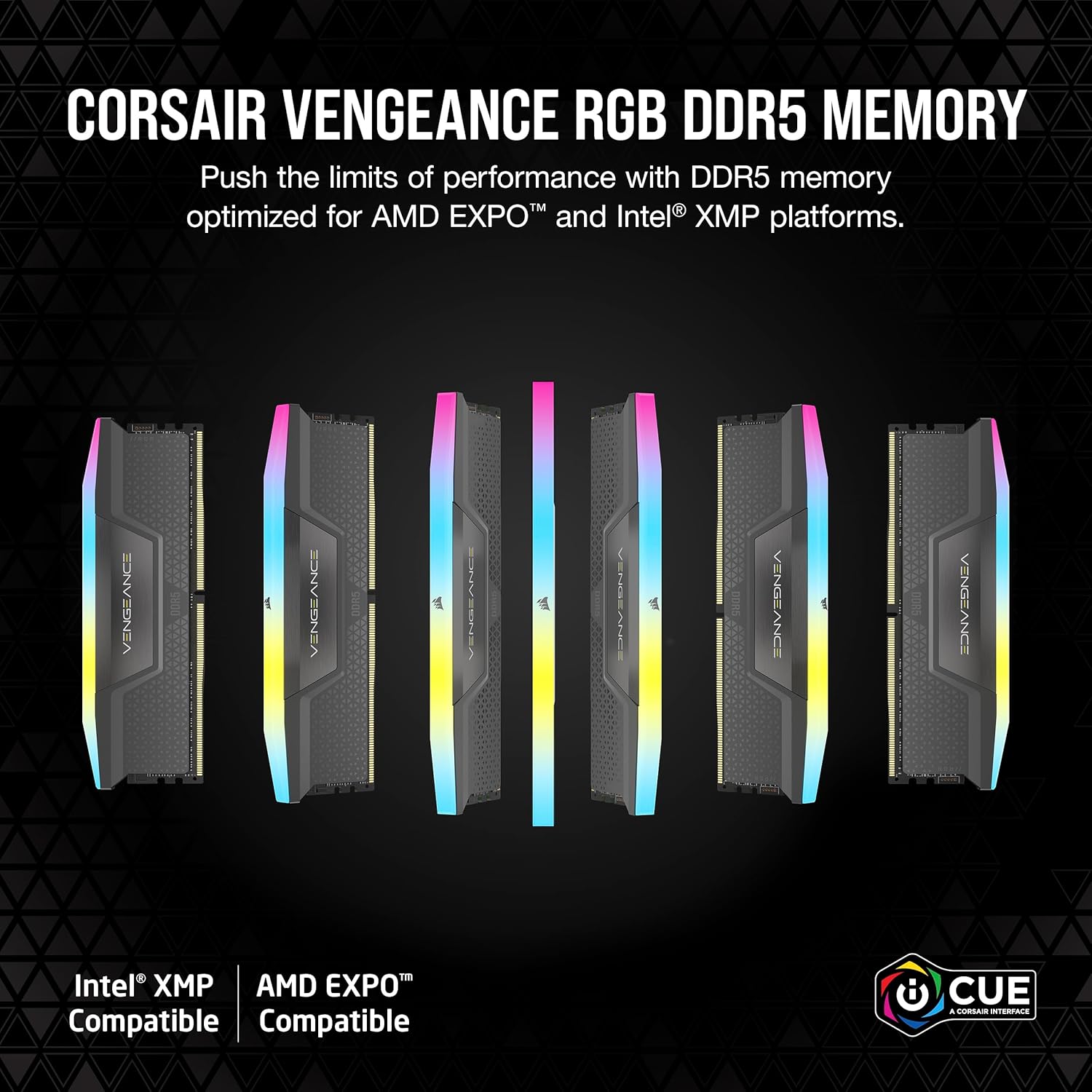 CORSAIR VENGEANCE RGB DDR5 32GB (2x16GB) DDR5 6000 (PC5-48000) C30 1.4V AMD EXPO Memory Kit CMH32GX5M2B6000Z30K