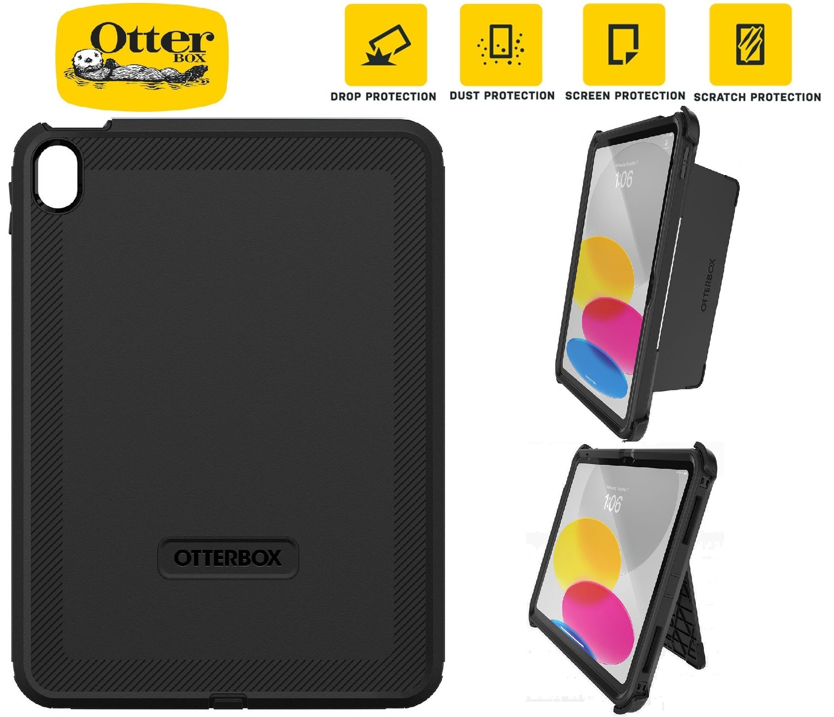 OtterBox Defender Apple iPad (11.0") 11th Gen (A16)/iPad 10th Gen (10.9") Case Black 77-89955