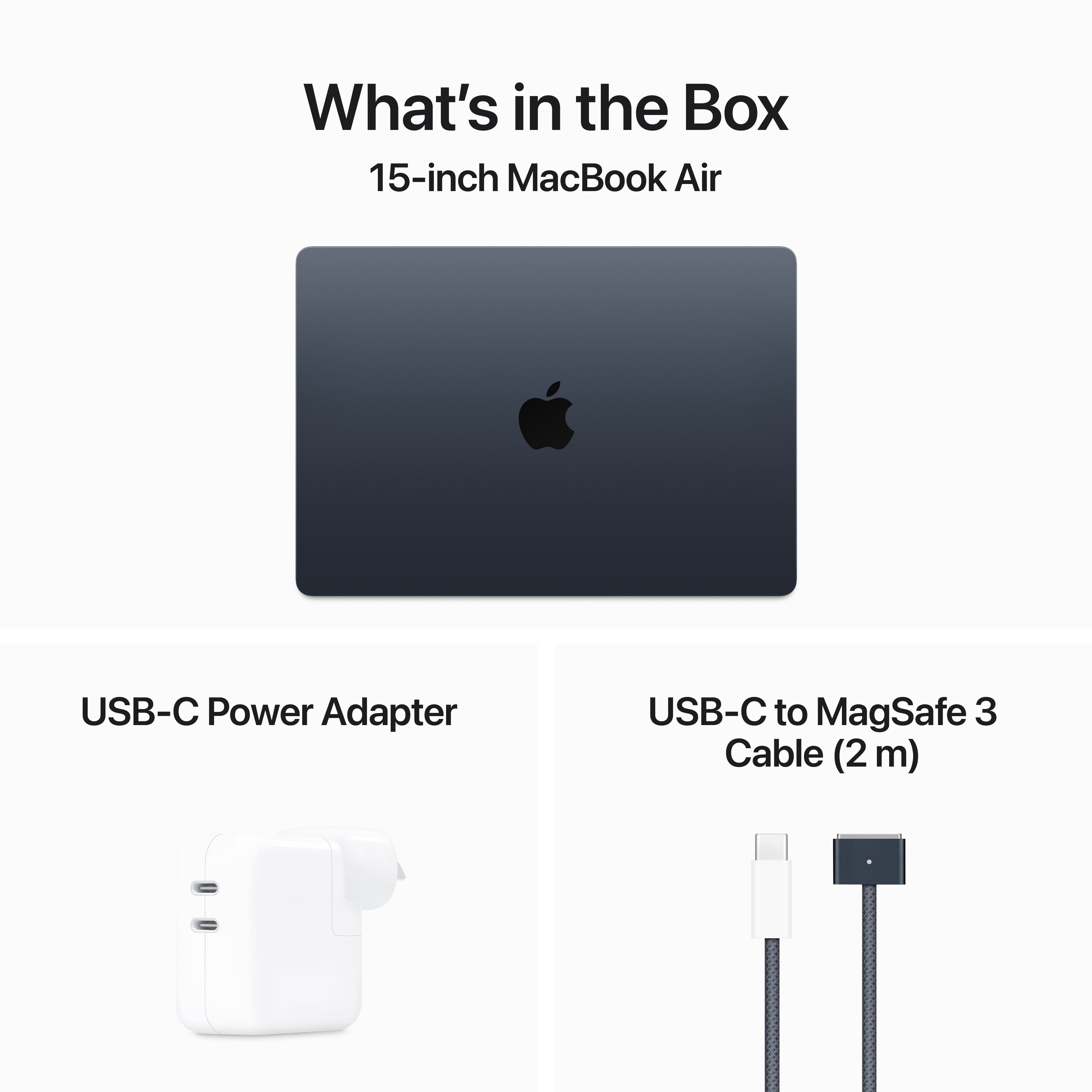 MacBook Air 15.3in - Midnight - M3 (8-core CPU / 10-core GPU) - 16GB - 512GB SSD - 35W Dual USB-C Port Power Adapter