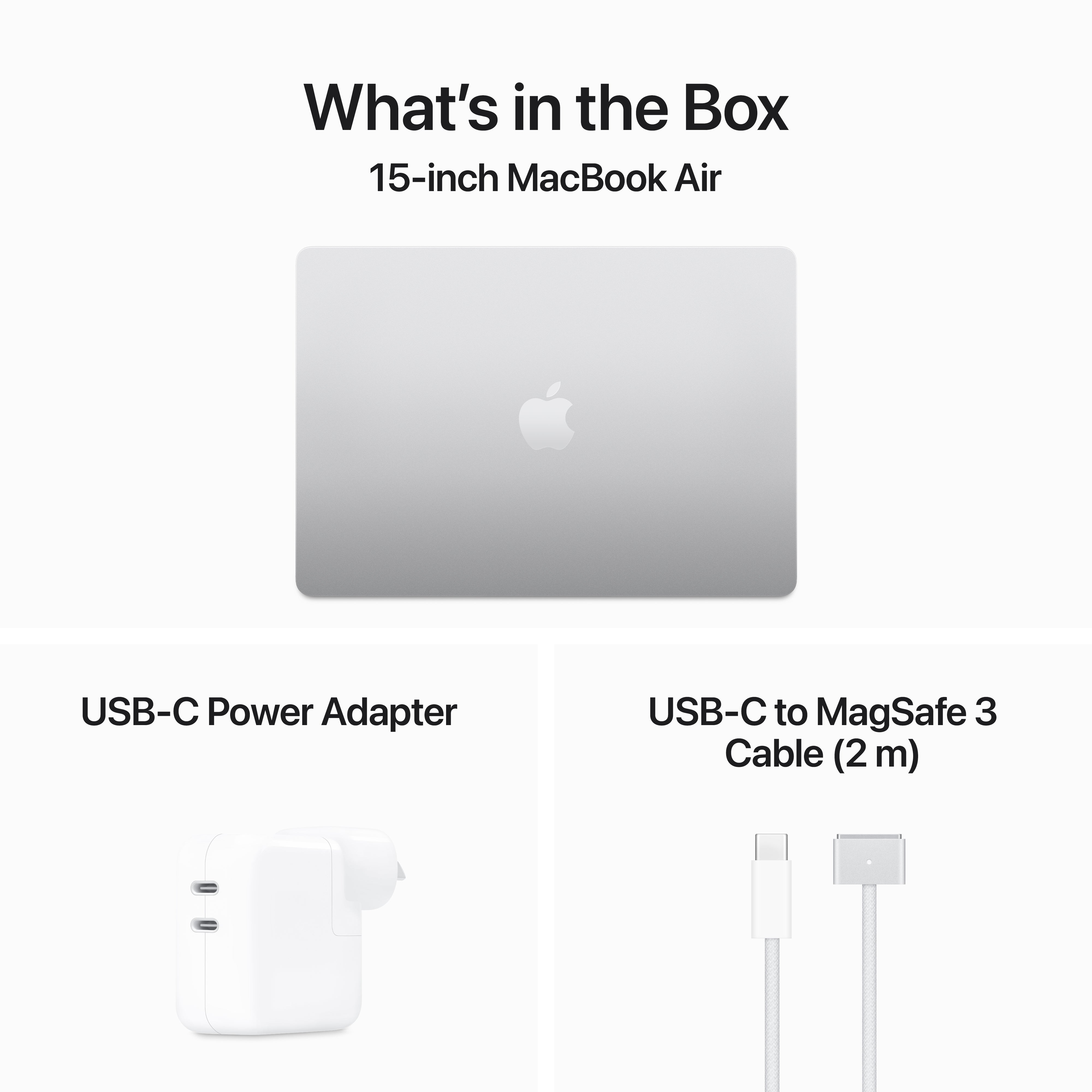 MacBook Air 15.3in - Silver - M3 (8-core CPU / 10-core GPU) - 8GB - 256GB SSD - 35W Dual USB-C Port Power Adapter