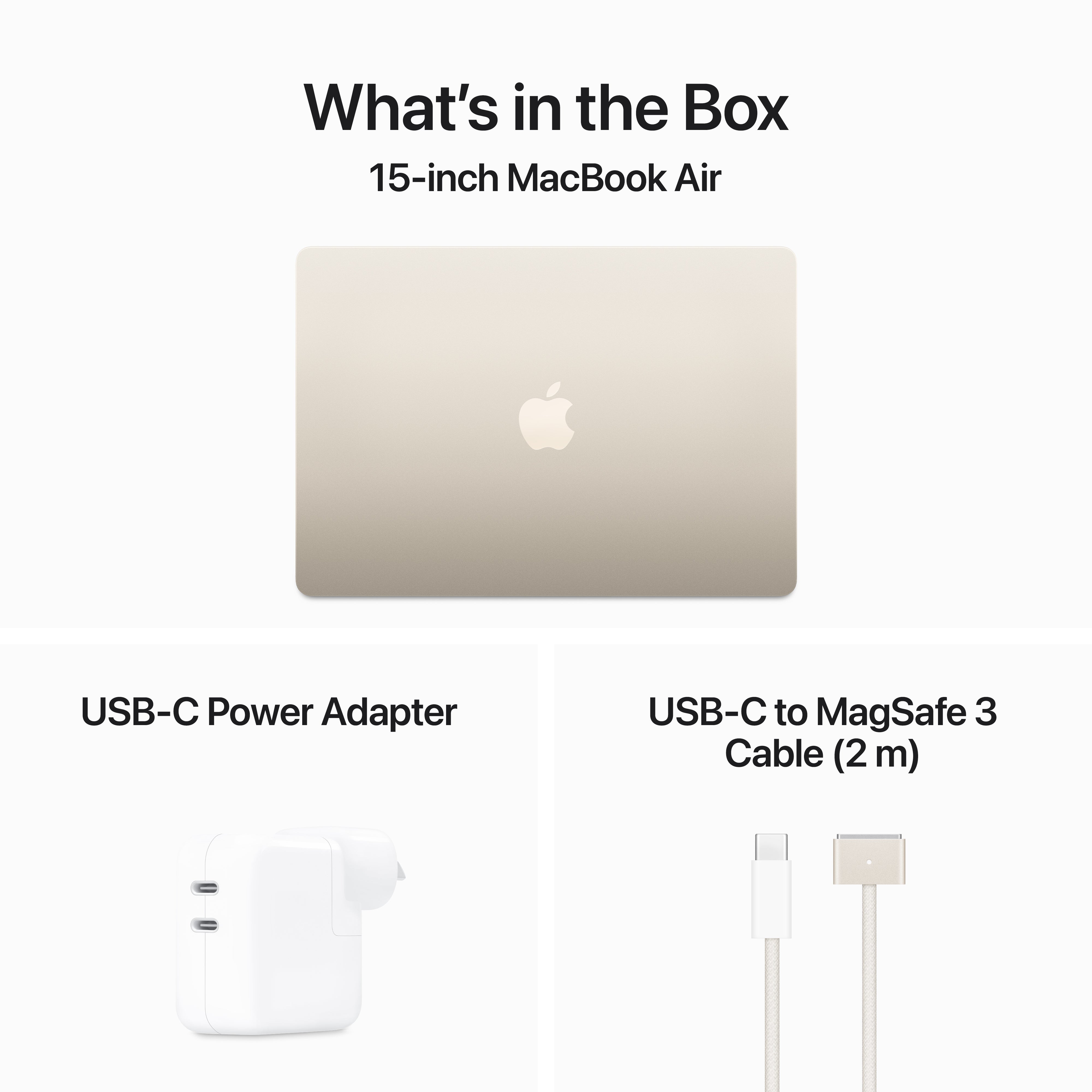 MacBook Air 15.3in - Starlight - M3 (8-core CPU / 10-core GPU) - 16GB - 512GB SSD - 35W Dual USB-C Port Power Adapter