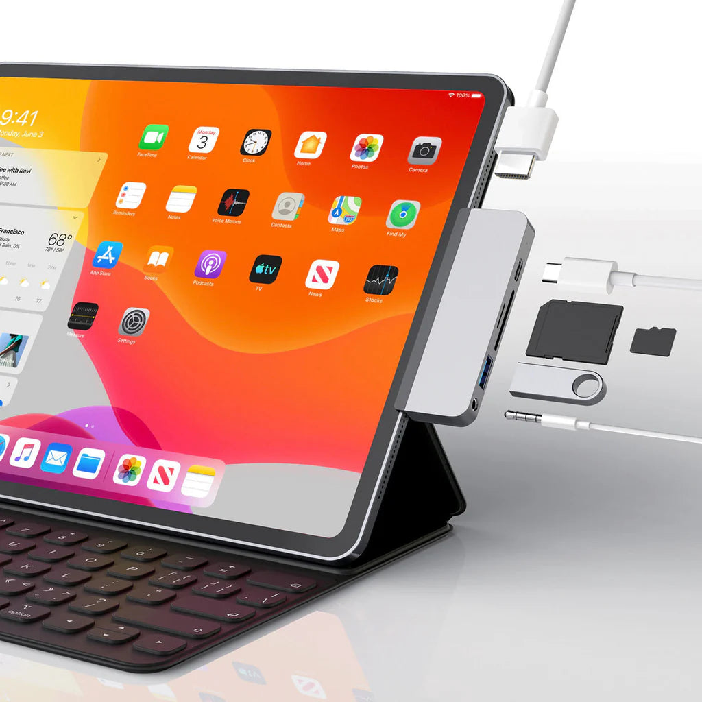 HyperDrive 6-in-1 USB-C Hub for iPad Pro/Air - Silver HD319B-SILVER