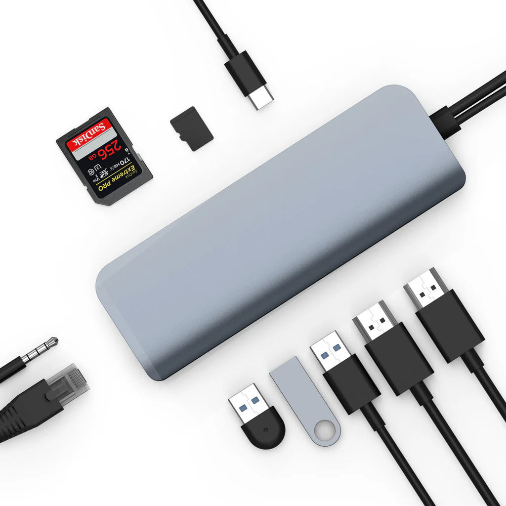 HyperDrive VIPER 10-in-2 USB-C Hub - Grey HD392-GRAY