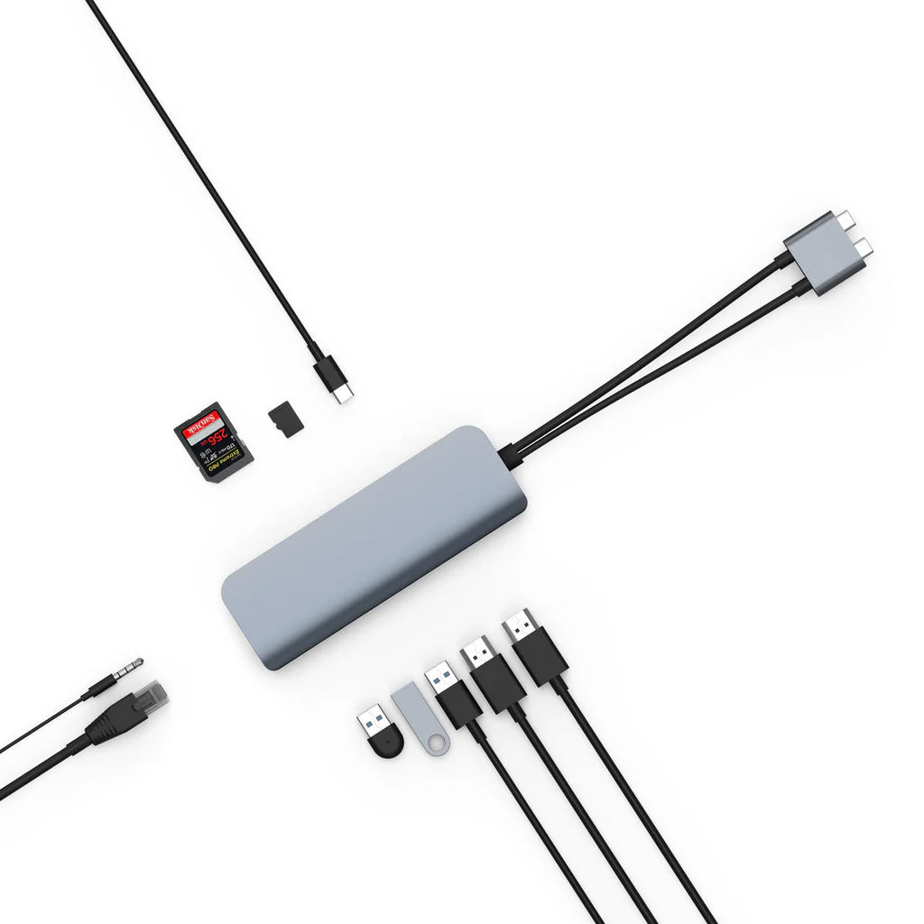 HyperDrive VIPER 10-in-2 USB-C Hub - Grey HD392-GRAY
