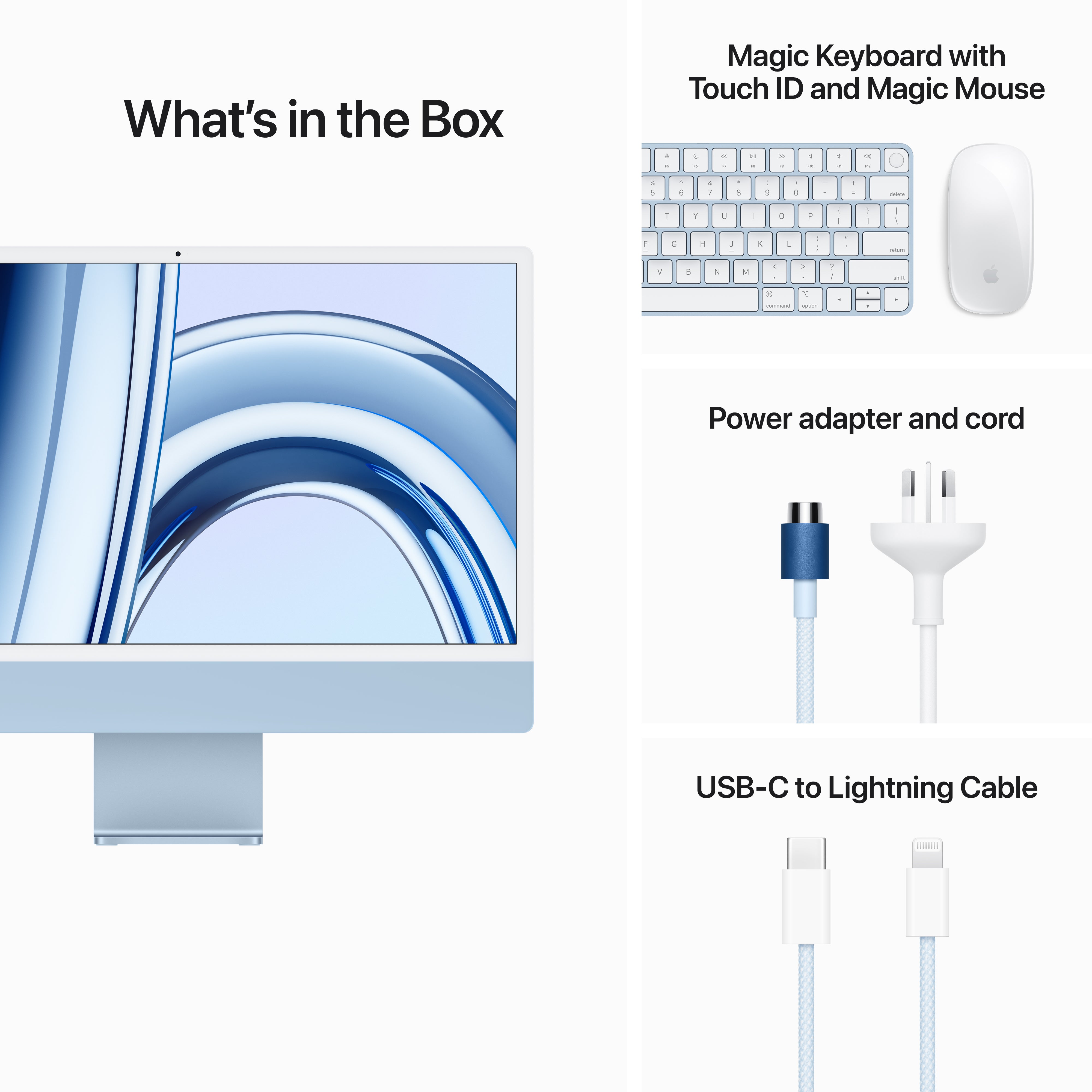 iMac 24-inch M3 Chip 8C CPU & 10C GPU 512GB SSD 8GB Memory BLUE MQRR3X/A