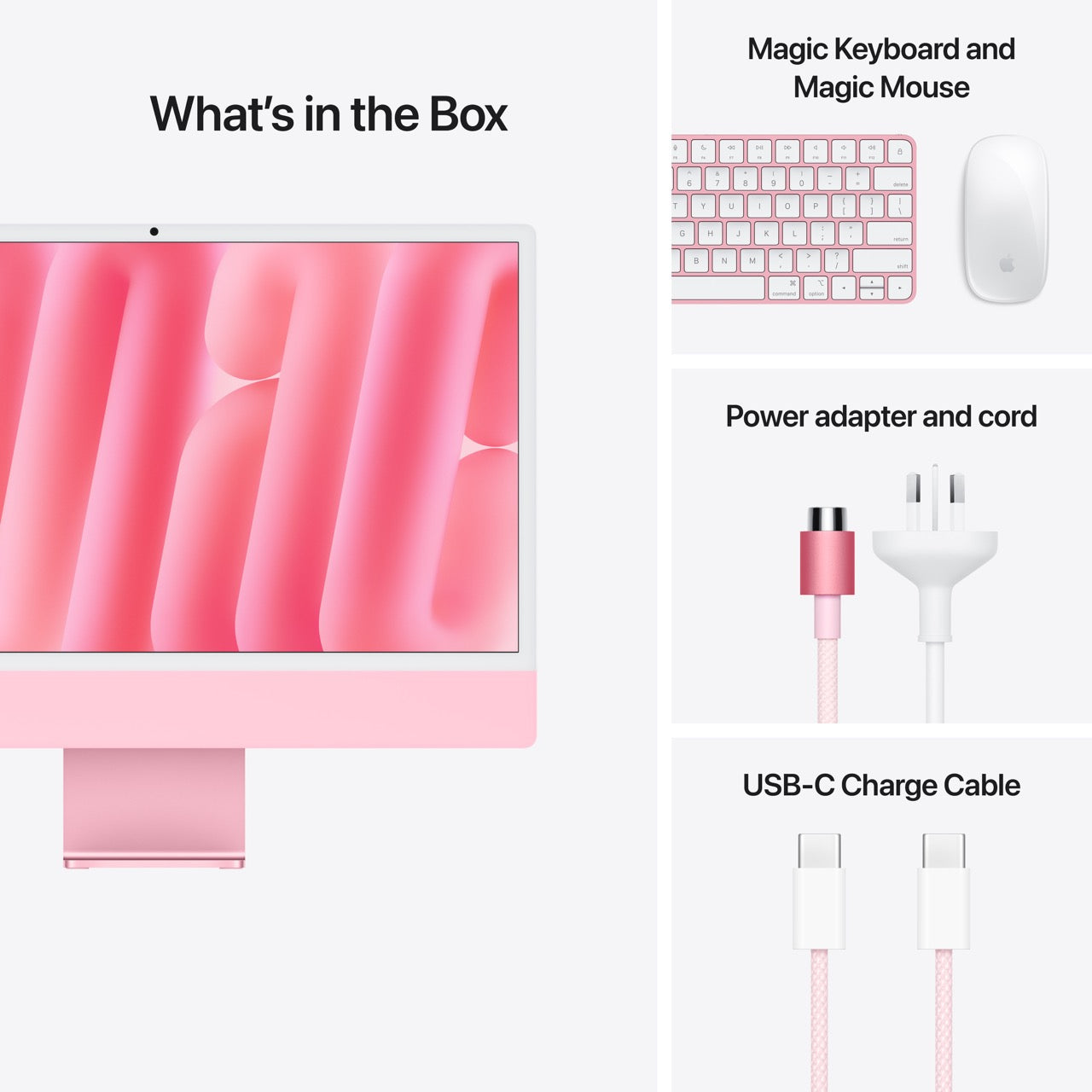 iMac 24in Retina 4.5K - Pink - M4 (8-core CPU / 8-core GPU) - 16GB - 256GB SSD Magic Keyboard (EN)