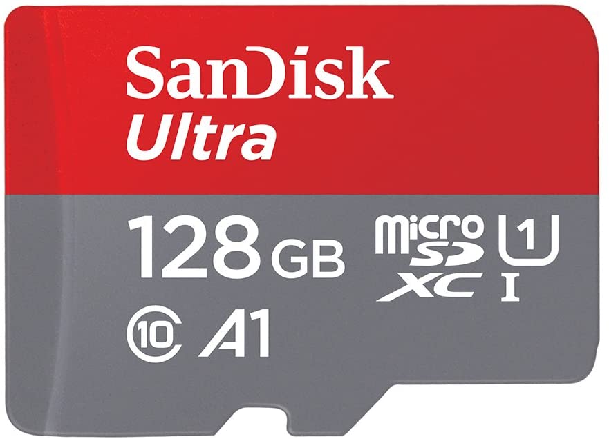 SanDisk 128GB Ultra microSDXC UHS-I Memory Card with Adapter - 120MB/s, C10, U1, Full HD, A1, Micro SD Card