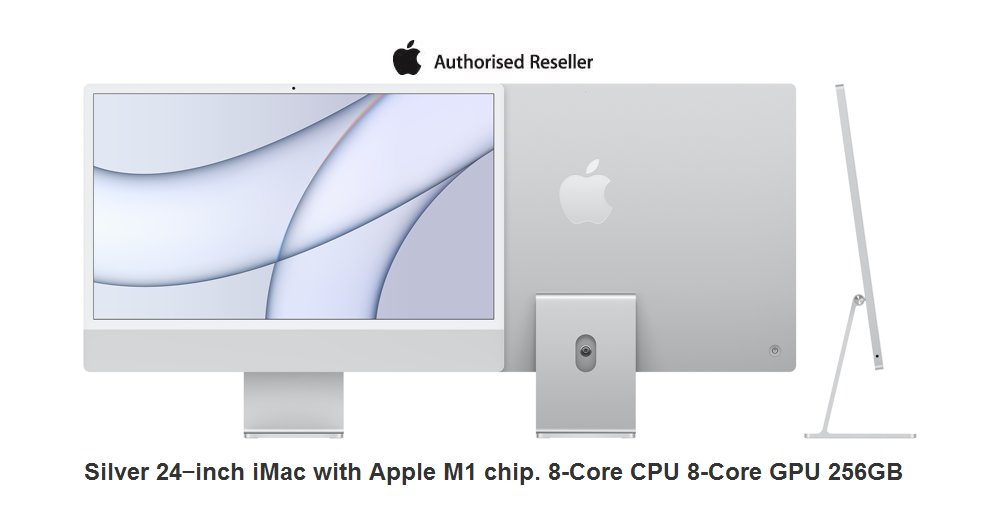 iMac 24‑inch with M1 chip 256GB 8-Core CPU & GPU - Silver MGPC3X-KBTN