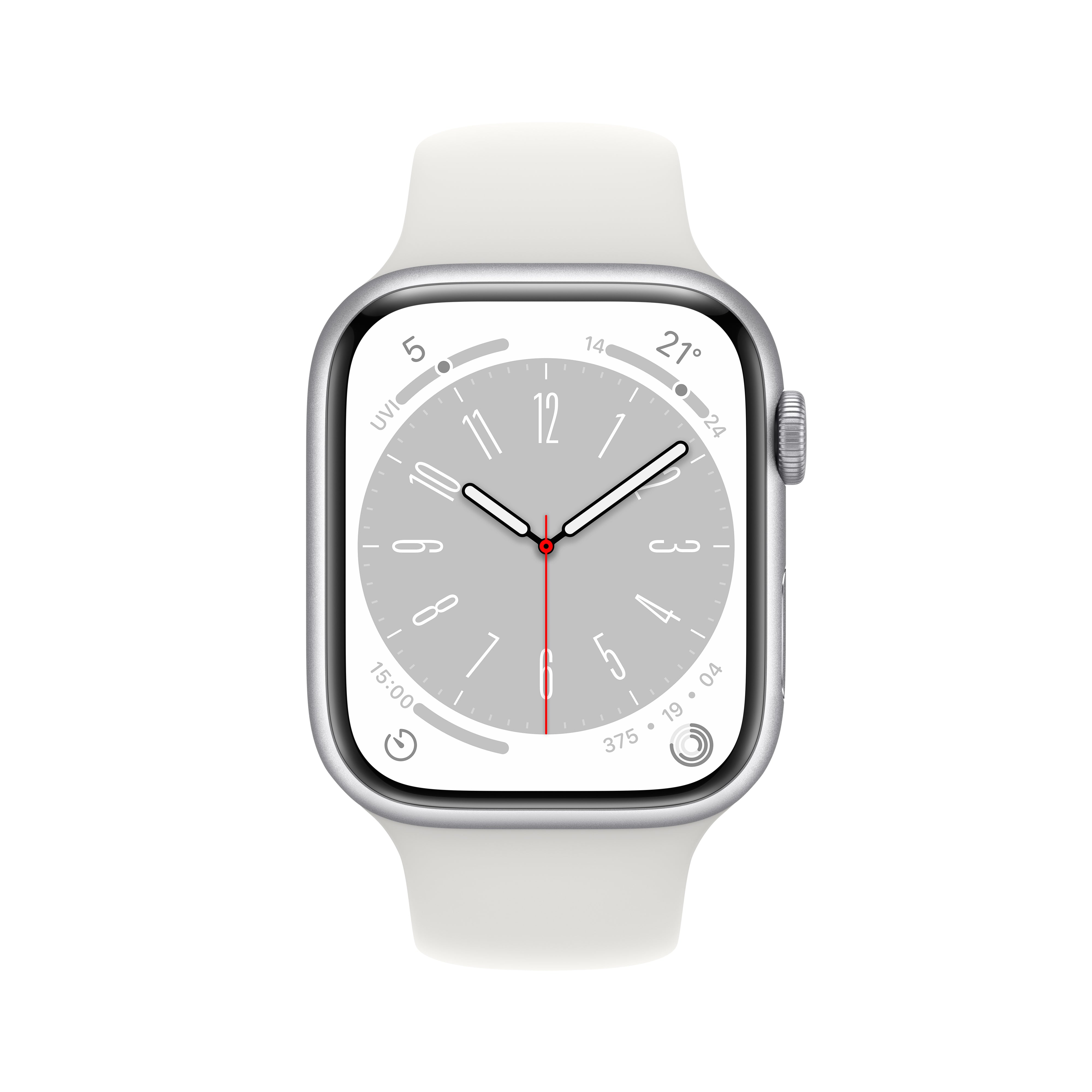 Watch Series 8 GPS - 45mm Silver Aluminium Case with White Sport Band